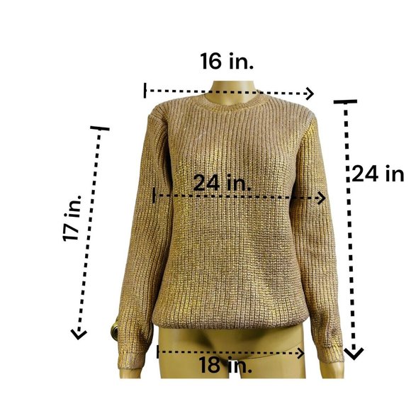 Women Pullover Sweater Gold Foil Knit Size XL Crew Neck Mid Length 1 - Picture 15 of 15